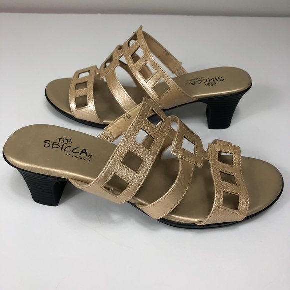NEW | SBICCA metallic neutral tan sandal 2 inch heel - SZ 7 - Picture 4 of 6